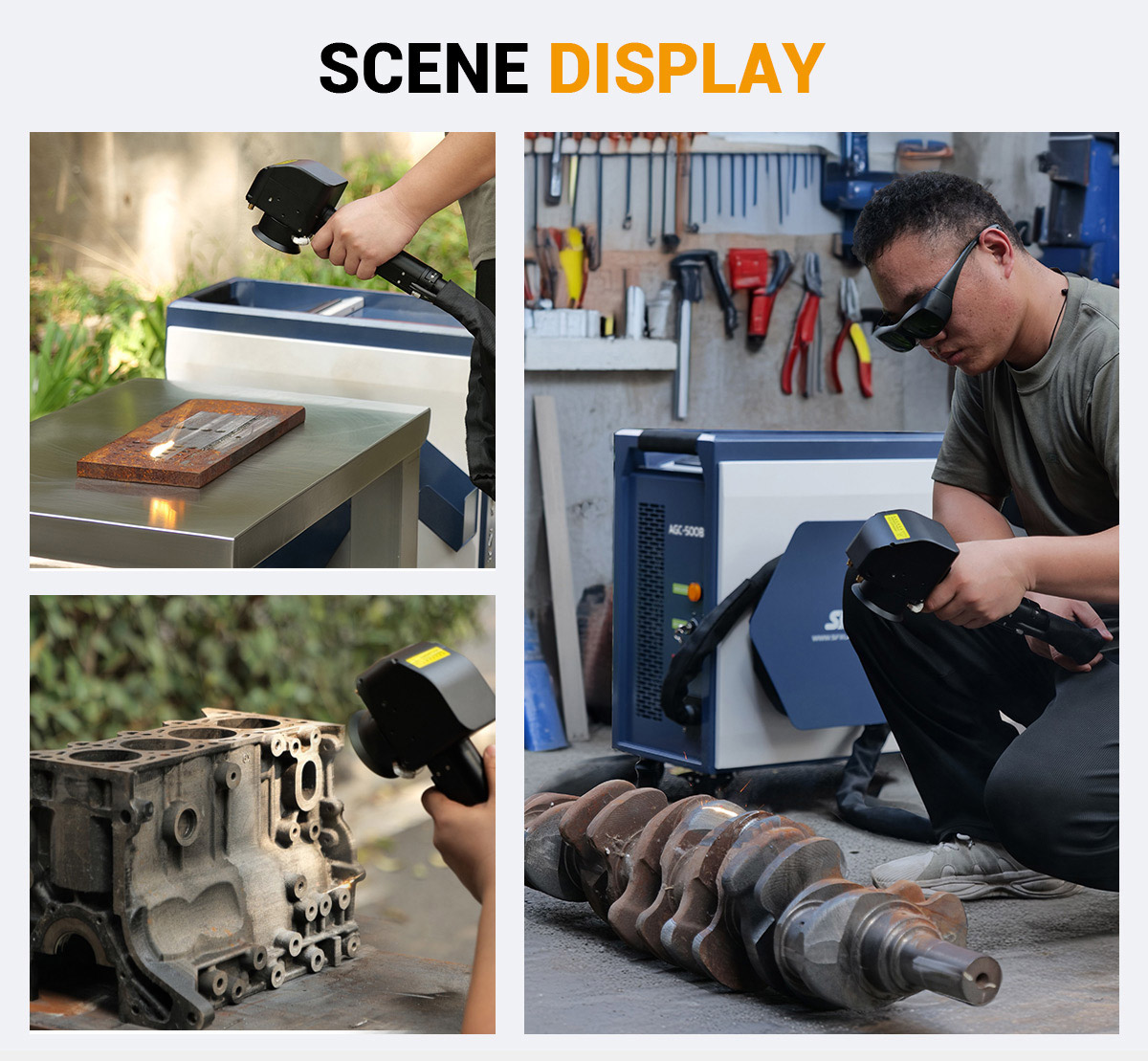 SFX 300W 500W Air Cooled Pulse Laser Cleaning Machine with Intelligent Interconnection and Self Propelled Device